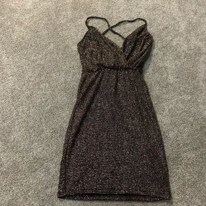 Windsor Sparkly gold and black glitter mini dress